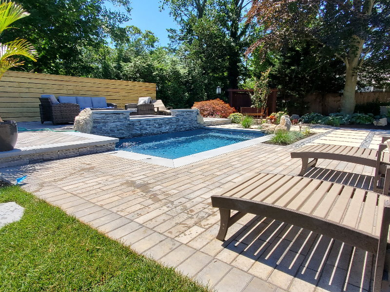 backyard spa with waterfall